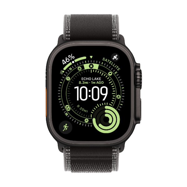 Apple Watch Series Ultra 3 49mm Black Titanium Case with Black/Charcoal Trail Loop M/L